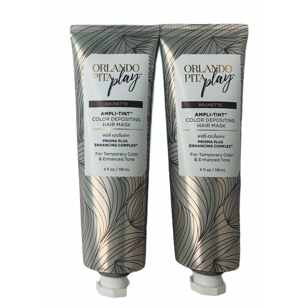 NEW Orlando Pita Play BRUNETTE Ampli-Tint Color Depositing Hair Mask Lot of 2